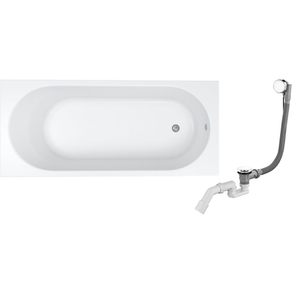 Conjunto bañera rectangular Oltens Lykke 10009000, sifón para bañera Oltens Oster 03001100