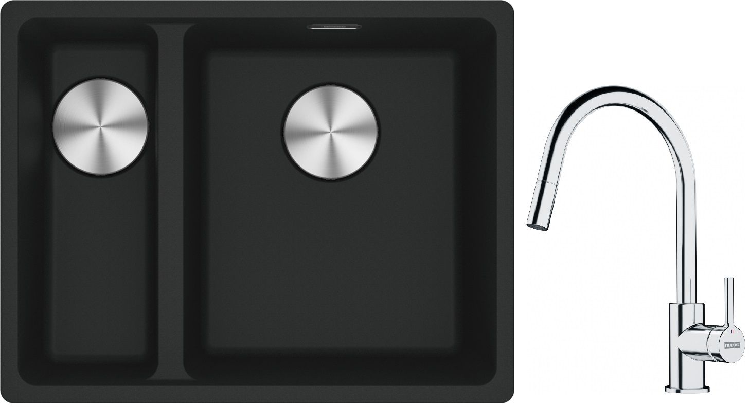 Conjunto fregadero de granito Franke Maris 125.0687.268, grifo de cocina Franke Lina 115.0693.229