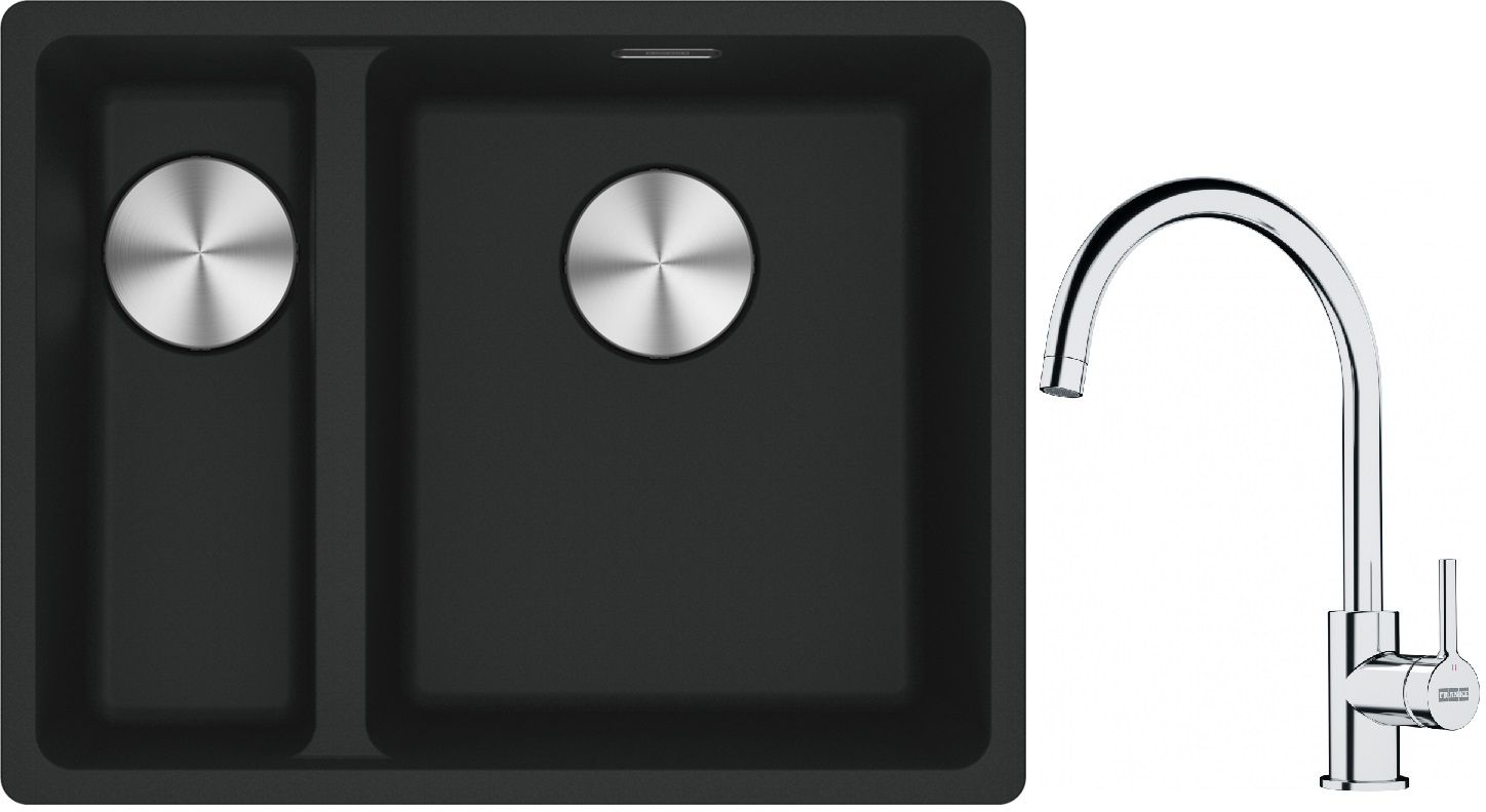 Conjunto fregadero de granito Franke Maris 125.0687.268, grifo de cocina Franke Lina 115.0693.228