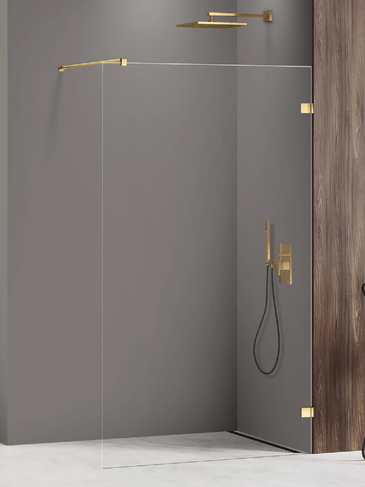 New Trendy Avexa Gold Shine mampara de ducha walk-in 70 cm oro brillante/vidrio transparente EXK-7056