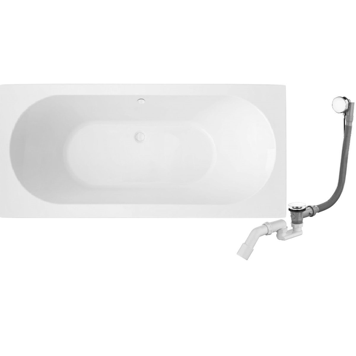 Conjunto bañera rectangular Oltens Lykke 10014000, sifón para bañera Oltens Oster 03001100