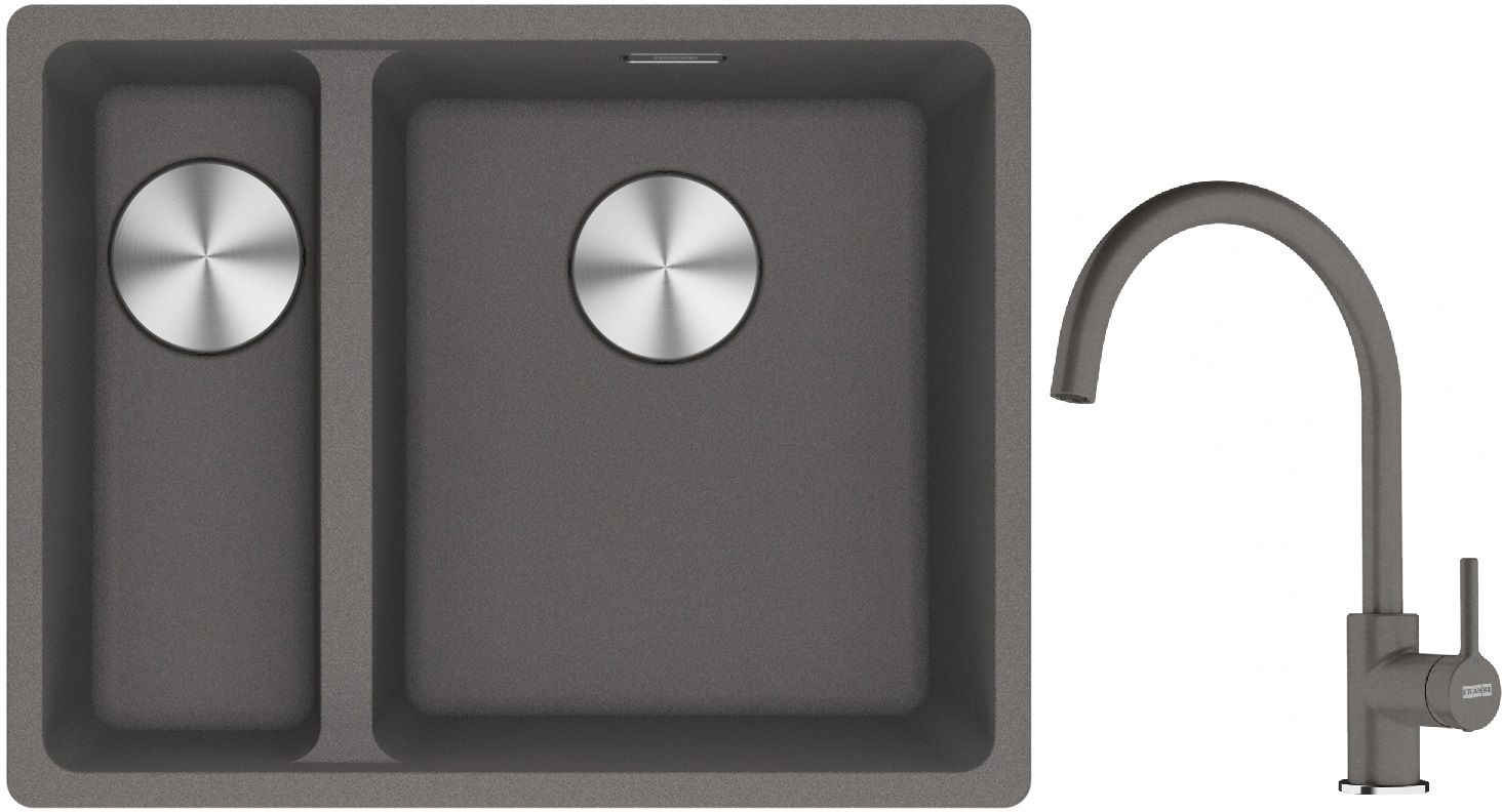 Conjunto fregadero de granito Franke Maris 125.0687.270, grifo de cocina Franke Lina 115.0626.022