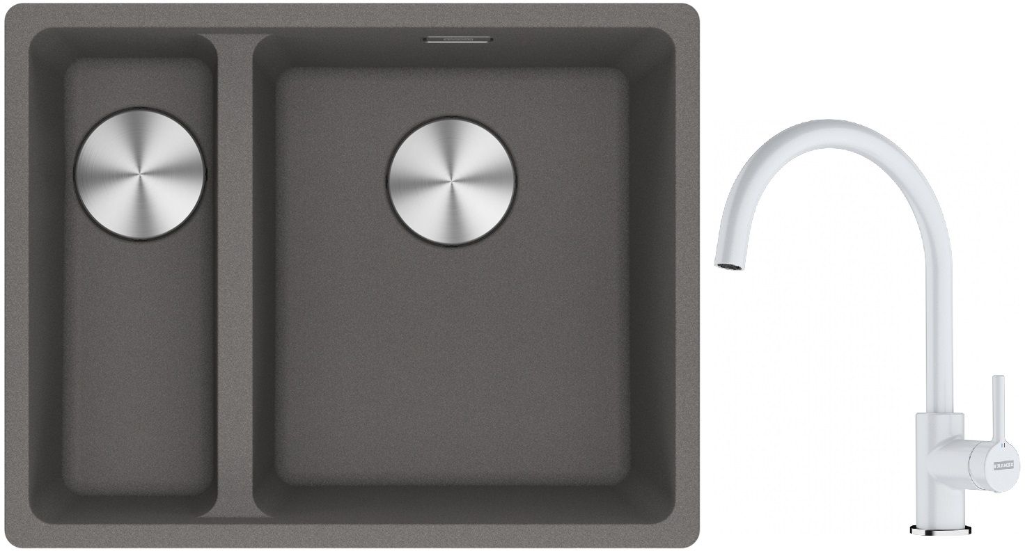 Conjunto fregadero de granito Franke Maris 125.0687.270, grifo de cocina Franke Lina 115.0626.024