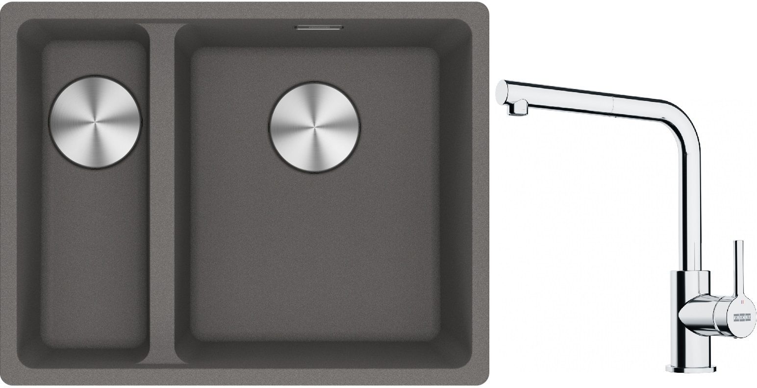 Conjunto fregadero de granito Franke Maris 125.0687.270, grifo de cocina Franke Lina 115.0712.420