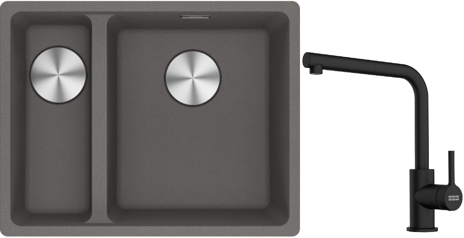 Conjunto fregadero de granito Franke Maris 125.0687.270, grifo de cocina Franke Lina 115.0712.435