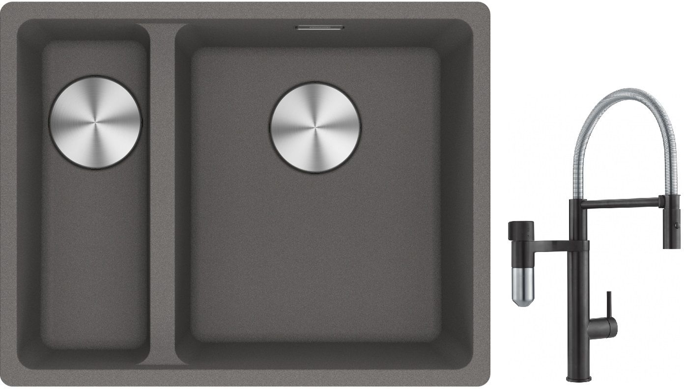 Conjunto grifo de cocina Franke Vital Semi-Pro 120.0621.313, fregadero de granito Franke Maris 125.0687.270
