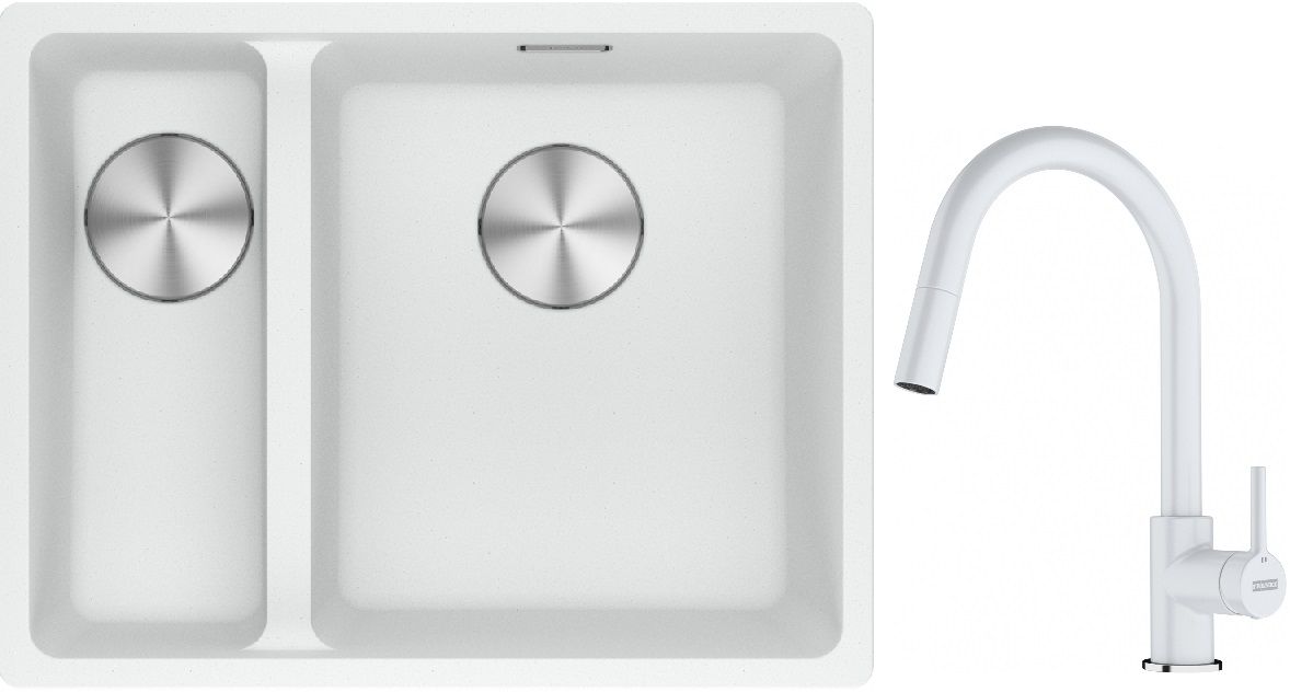 Conjunto fregadero de granito Franke Maris 125.0687.271, grifo de cocina Franke Lina 115.0626.081