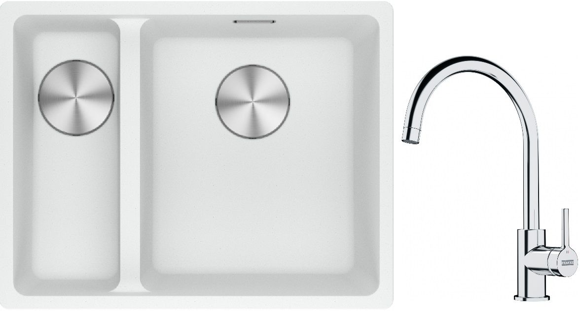Conjunto fregadero de granito Franke Maris 125.0687.271, grifo de cocina Franke Lina 115.0693.228