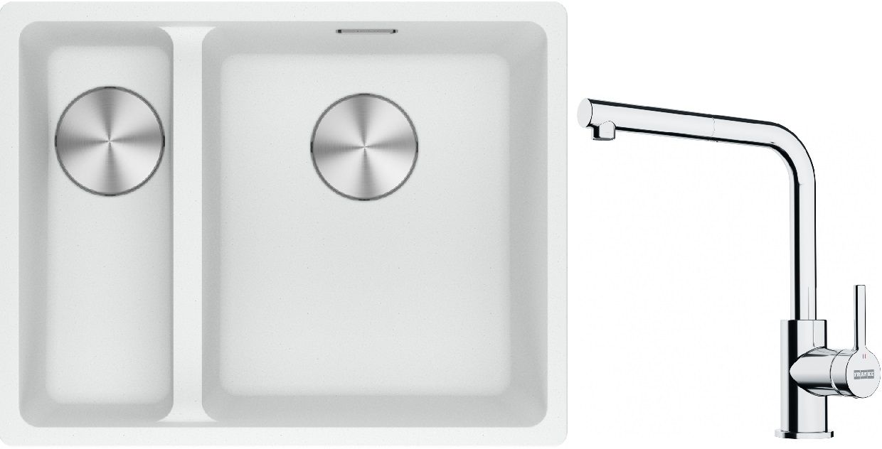 Conjunto fregadero de granito Franke Maris 125.0687.271, grifo de cocina Franke Lina 115.0712.420