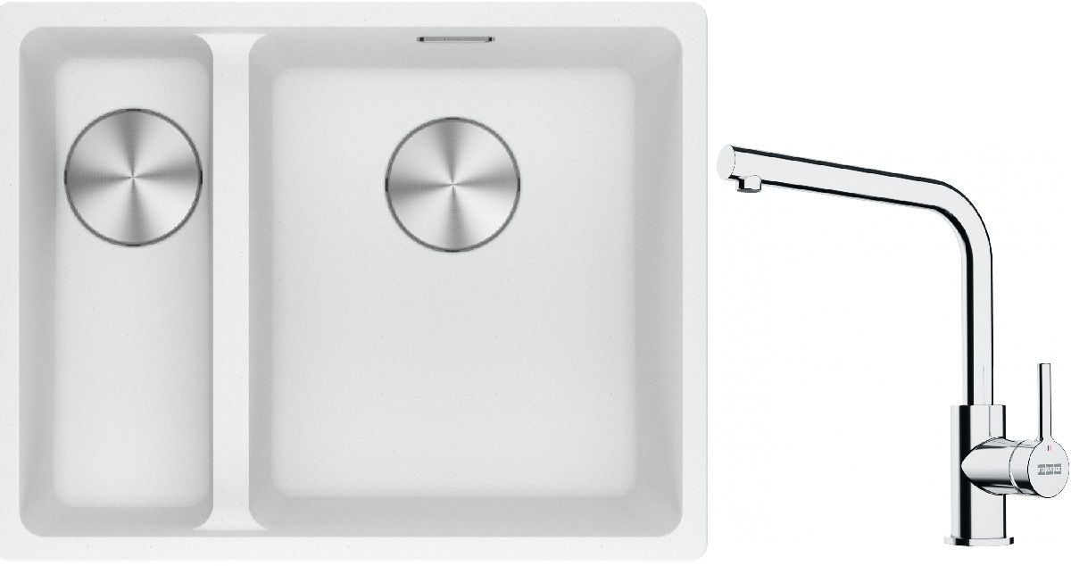 Conjunto fregadero de granito Franke Maris 125.0687.271, grifo de cocina Franke Lina 115.0693.230