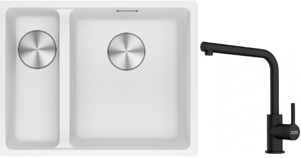 Conjunto fregadero de granito Franke Maris 125.0687.271, grifo de cocina Franke Lina 115.0712.435