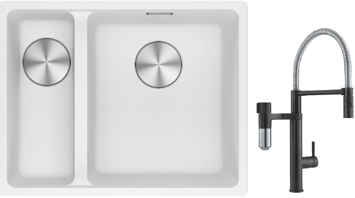 Conjunto grifo de cocina Franke Vital Semi-Pro 120.0621.313, fregadero de granito Franke Maris 125.0687.271