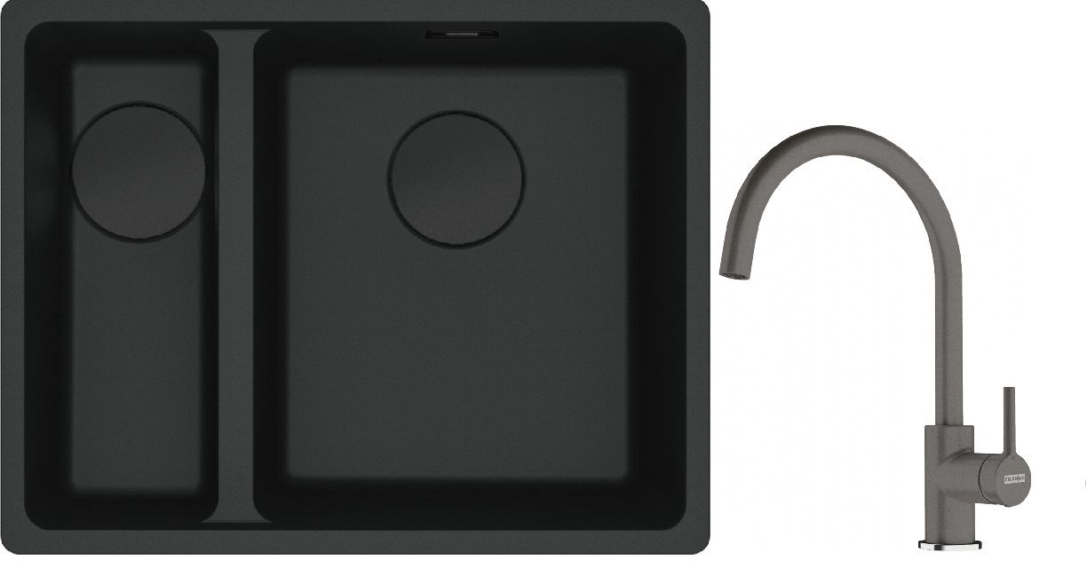 Conjunto fregadero de granito Franke Maris 125.0697.756, grifo de cocina Franke Lina 115.0626.022
