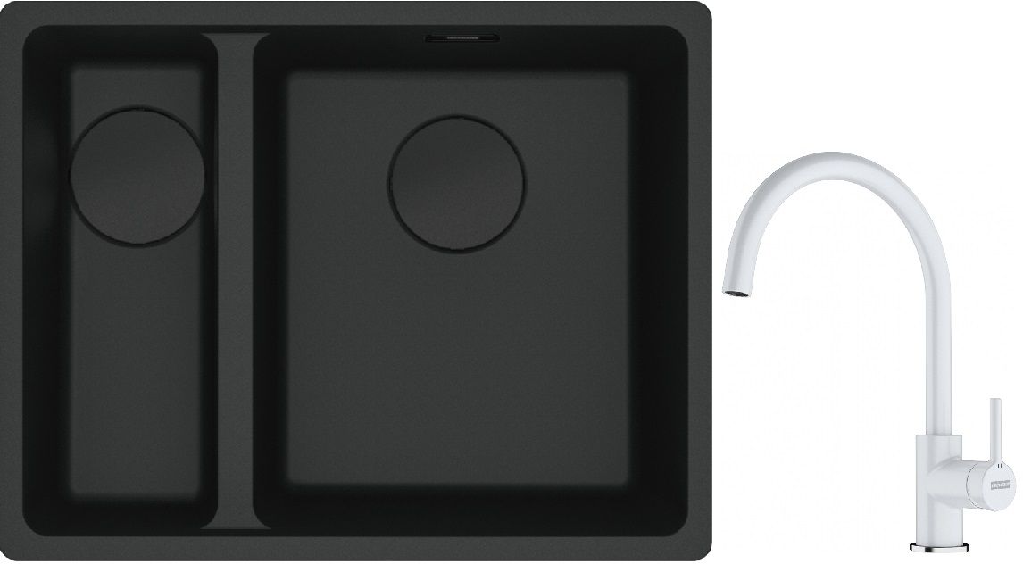 Conjunto fregadero de granito Franke Maris 125.0697.756, grifo de cocina Franke Lina 115.0626.024