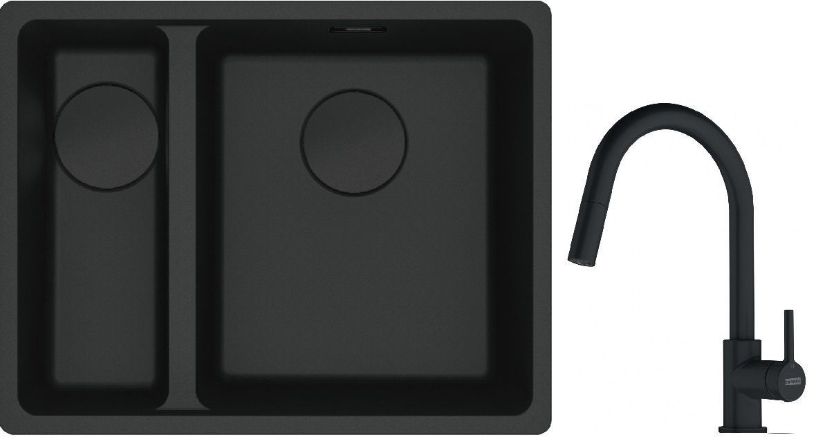 Conjunto fregadero de granito Franke Maris 125.0697.756, grifo de cocina Franke Lina 115.0626.053