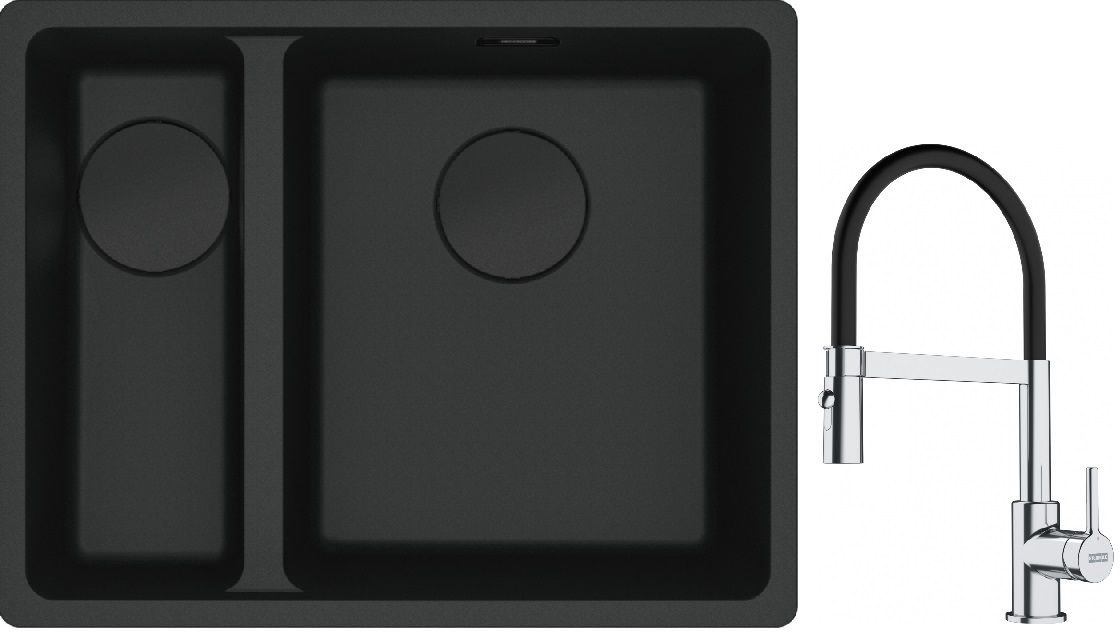 Conjunto fregadero de granito Franke Maris 125.0697.756, grifo de cocina Franke Lina 115.0626.085