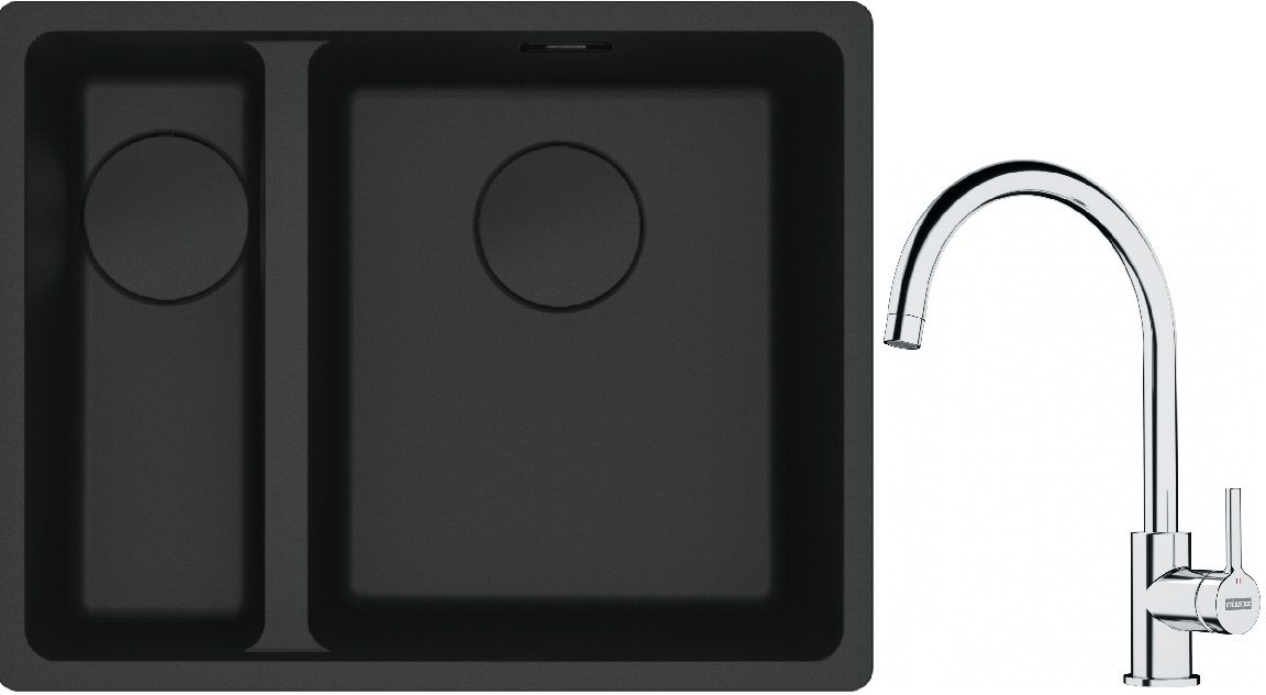 Conjunto fregadero de granito Franke Maris 125.0697.756, grifo de cocina Franke Lina 115.0693.228