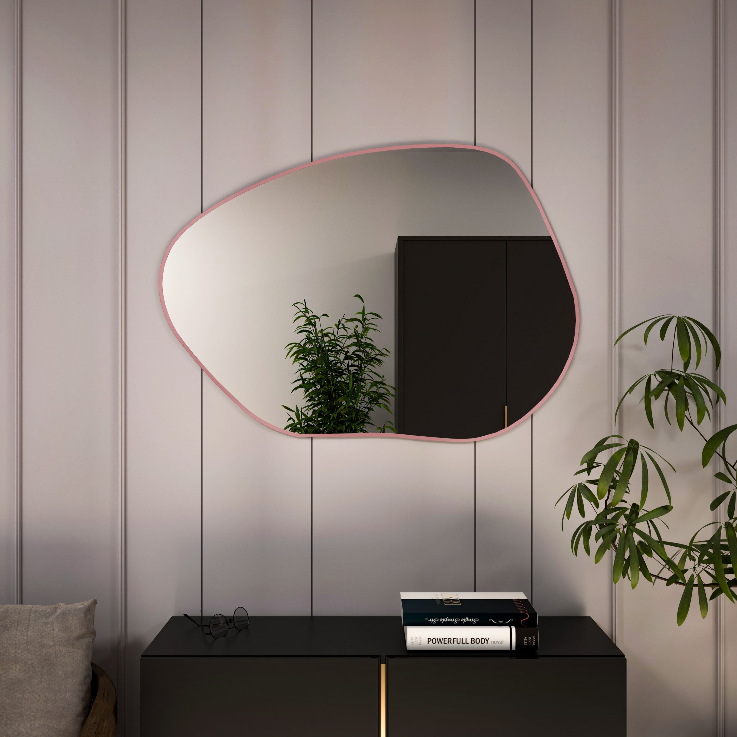 Baltica Design Tiny Border Stain I espejo 80x57 cm rosa 5904107931098