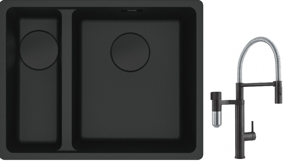 Conjunto grifo de cocina Franke Vital Semi-Pro 120.0621.313, fregadero de granito Franke Maris 125.0697.756