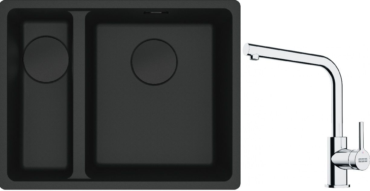 Conjunto fregadero de granito Franke Maris 125.0697.756, grifo de cocina Franke Lina 115.0693.230