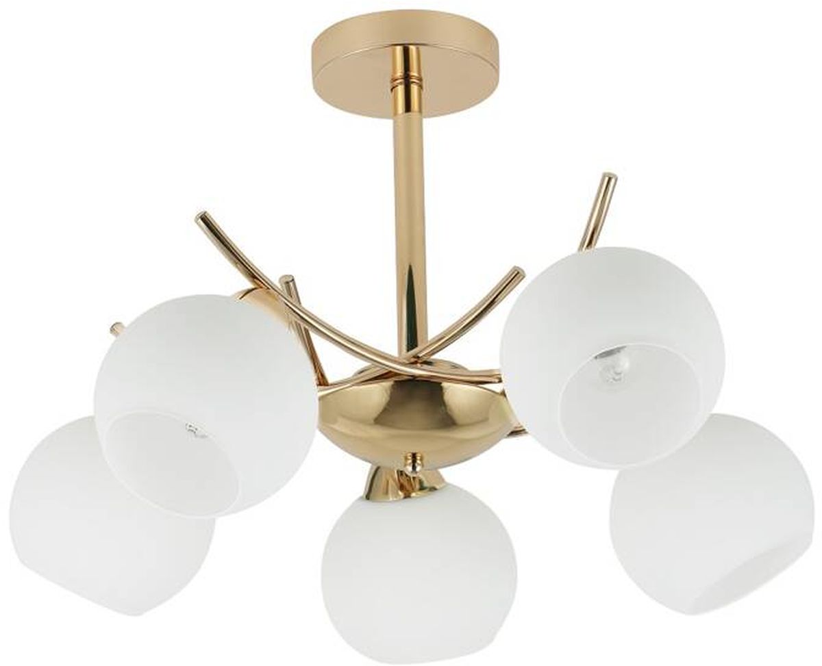 Candellux Amos lámpara de techo 5x40 W blanco-oro 35-37497