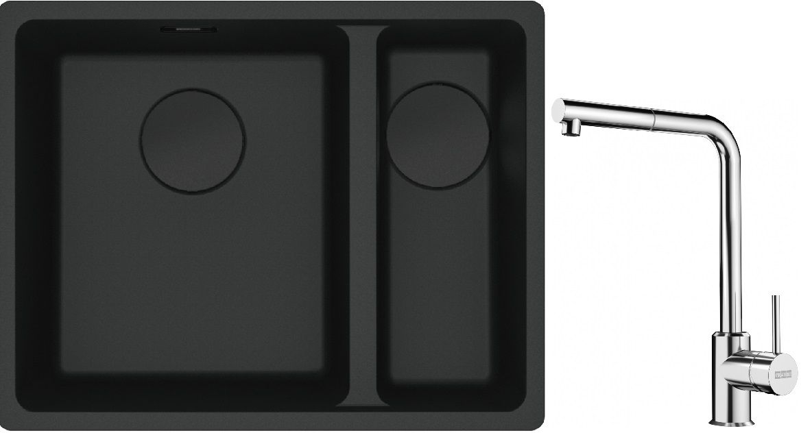 Conjunto fregadero de granito Franke Maris 125.0697.755, grifo de cocina Franke Sirius Side 115.0668.280