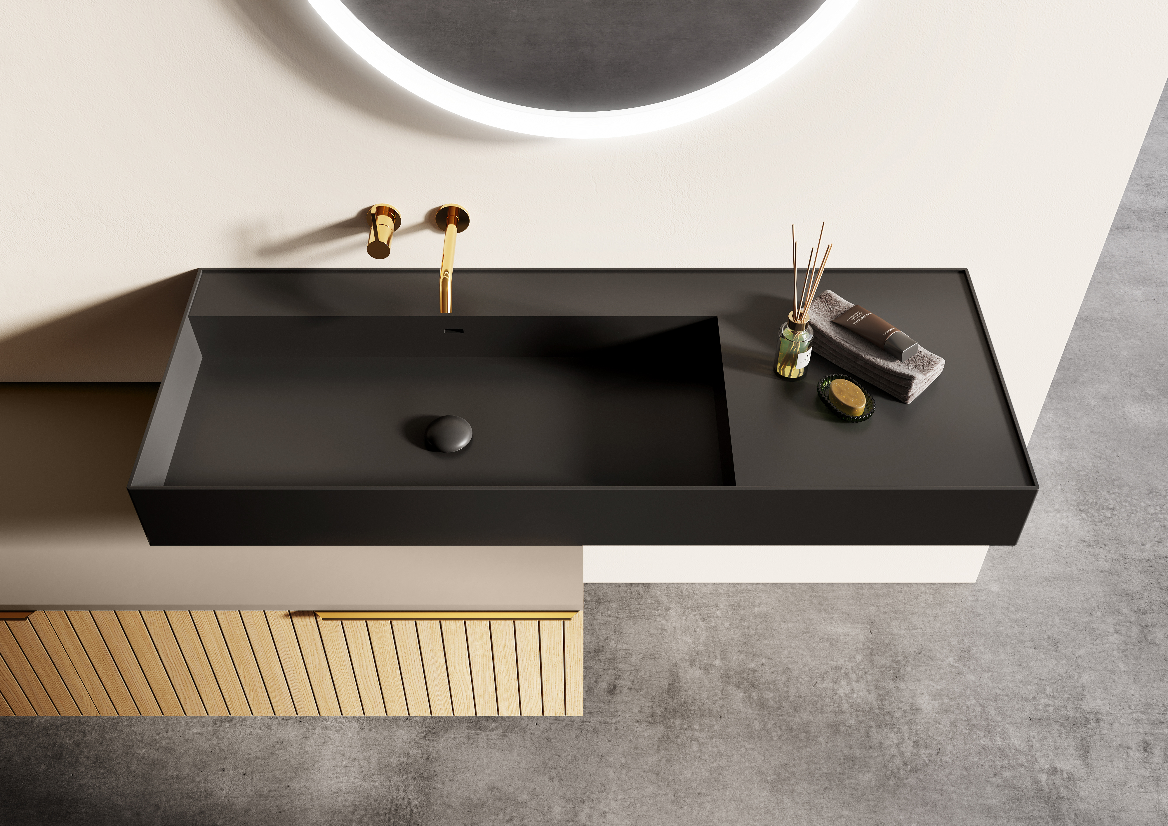 Elita Level lavabo 120.5x45.5 cm rectangular clásico negro RE041461197160