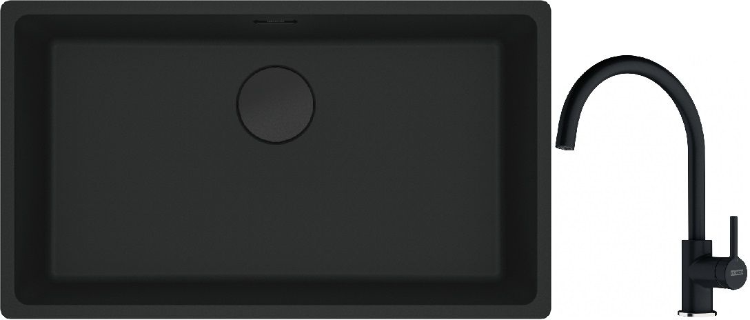 Conjunto fregadero de granito Franke Maris 125.0697.757, grifo de cocina Franke Lina 115.0626.020
