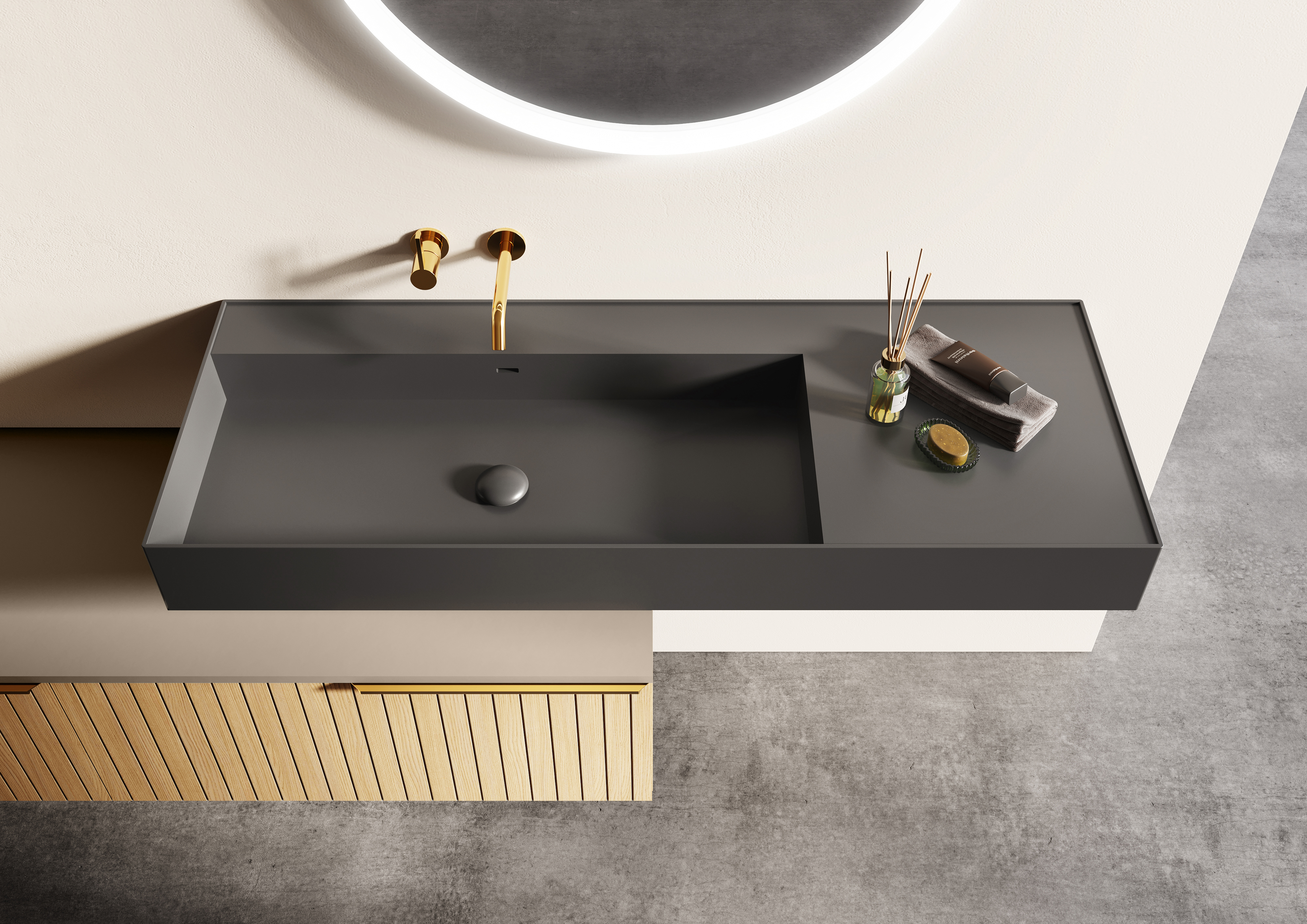 Elita Level lavabo 120.5x45.5 cm rectangular clásico antracita RE041461196010