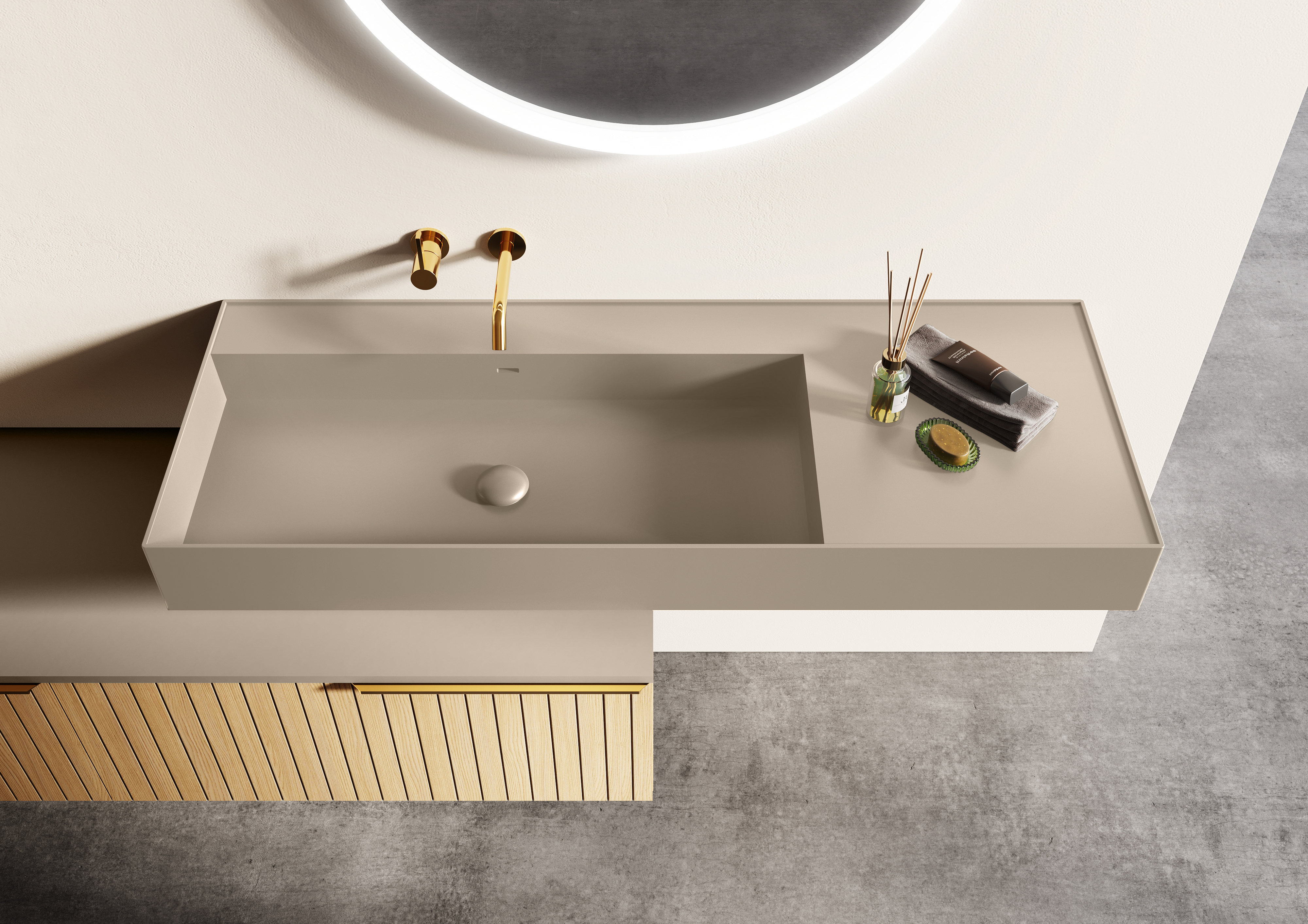 Elita Level lavabo 120.5x45.5 cm rectangular clásico marrón/beige RE041461197020