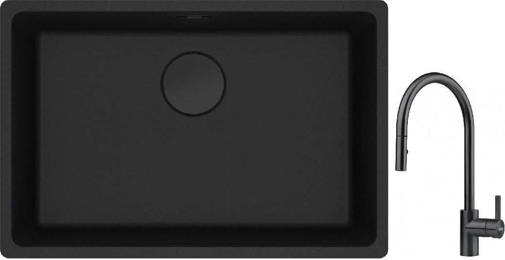 Conjunto fregadero de granito Franke Maris 125.0697.758, grifo de cocina Franke Eos 115.0613.671