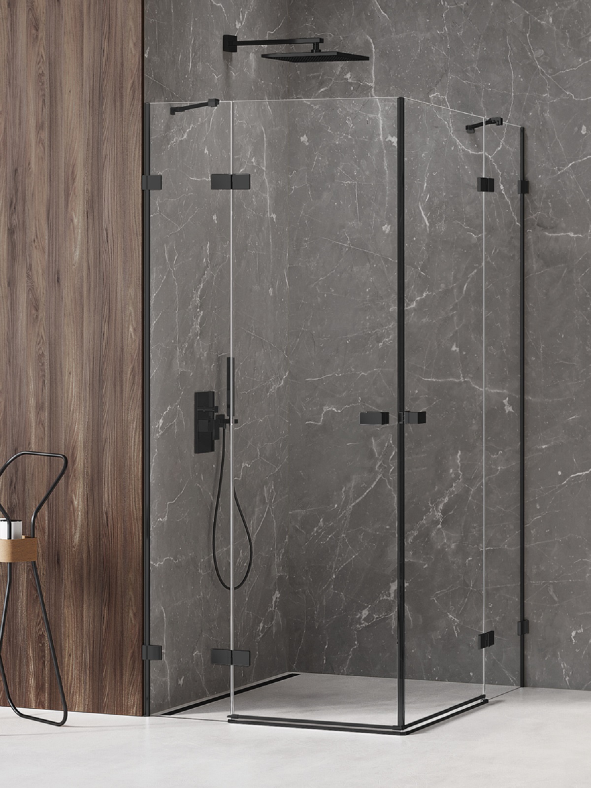 New Trendy Avexa Black cabina de ducha 90x90 cm cuadrada negro mate/vidrio transparente EXK-1613