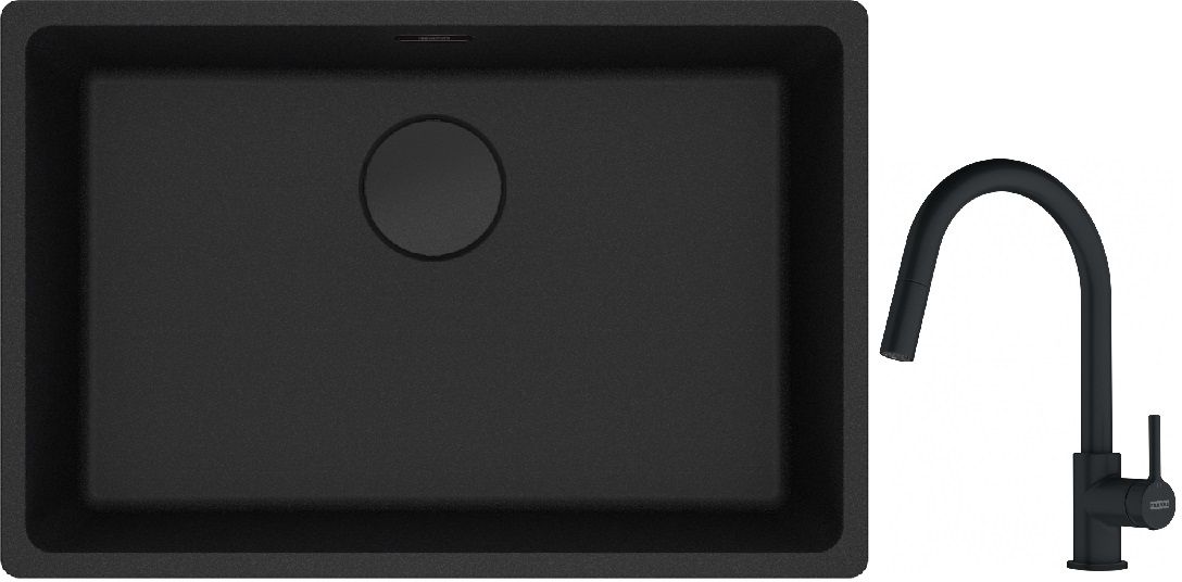Conjunto fregadero de granito Franke Maris 125.0697.758, grifo de cocina Franke Lina 115.0626.053