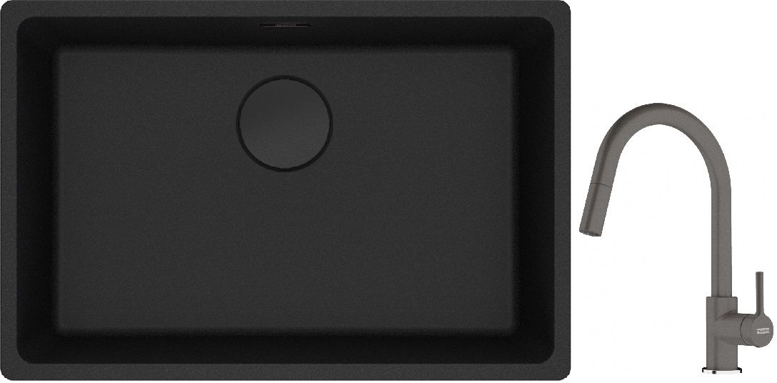 Conjunto fregadero de granito Franke Maris 125.0697.758, grifo de cocina Franke Lina 115.0626.057