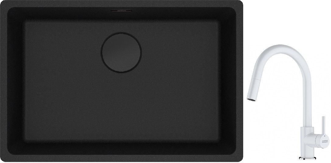 Conjunto fregadero de granito Franke Maris 125.0697.758, grifo de cocina Franke Lina 115.0626.081