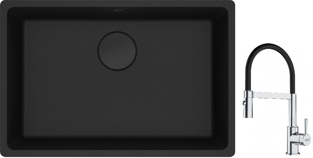 Conjunto fregadero de granito Franke Maris 125.0697.758, grifo de cocina Franke Lina 115.0626.085