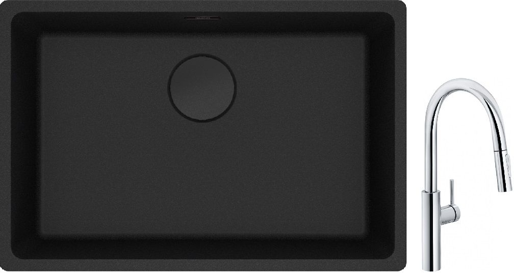 Conjunto grifo de cocina Franke Pescara L Slide-In 115.0538.940, fregadero de granito Franke Maris 125.0697.758