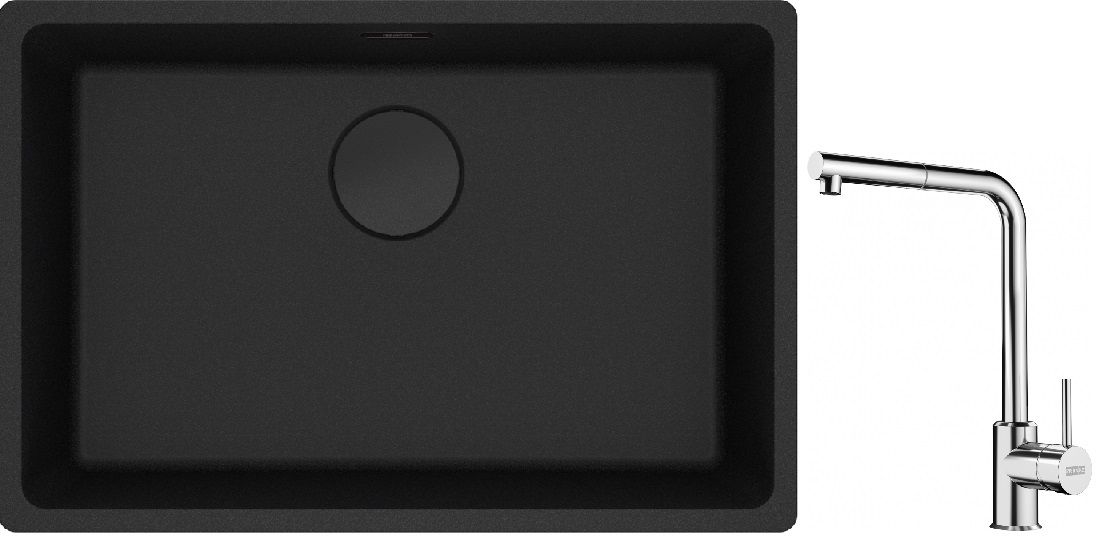 Conjunto fregadero de granito Franke Maris 125.0697.758, grifo de cocina Franke Sirius Side 115.0668.280