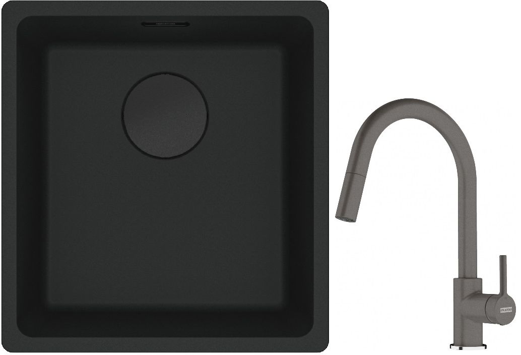 Conjunto fregadero de granito Franke Maris 125.0697.760, grifo de cocina Franke Lina 115.0626.057