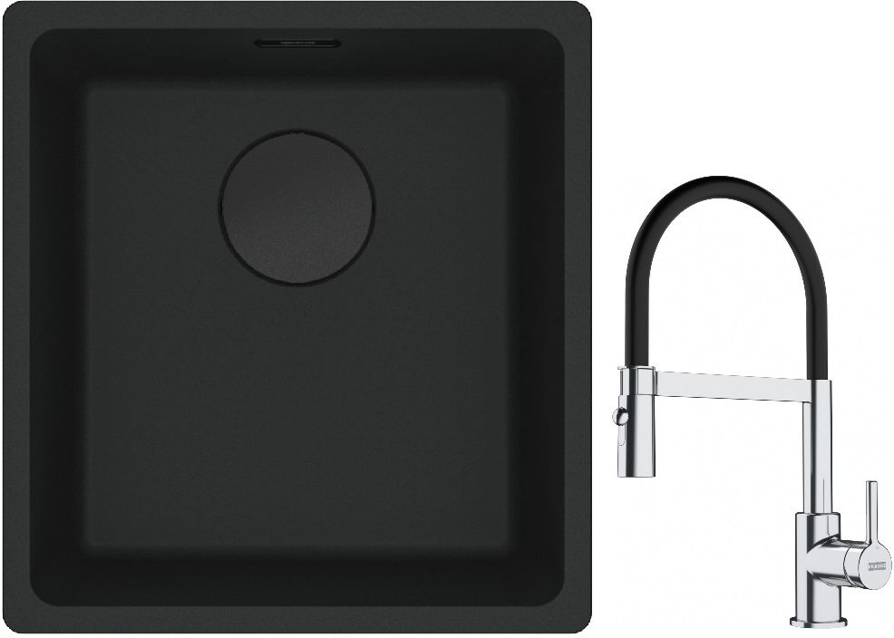 Conjunto fregadero de granito Franke Maris 125.0697.760, grifo de cocina Franke Lina 115.0626.085