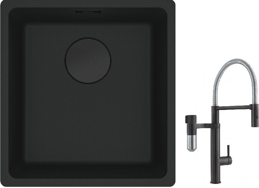 Conjunto grifo de cocina Franke Vital Semi-Pro 120.0621.313, fregadero de granito Franke Maris 125.0697.760