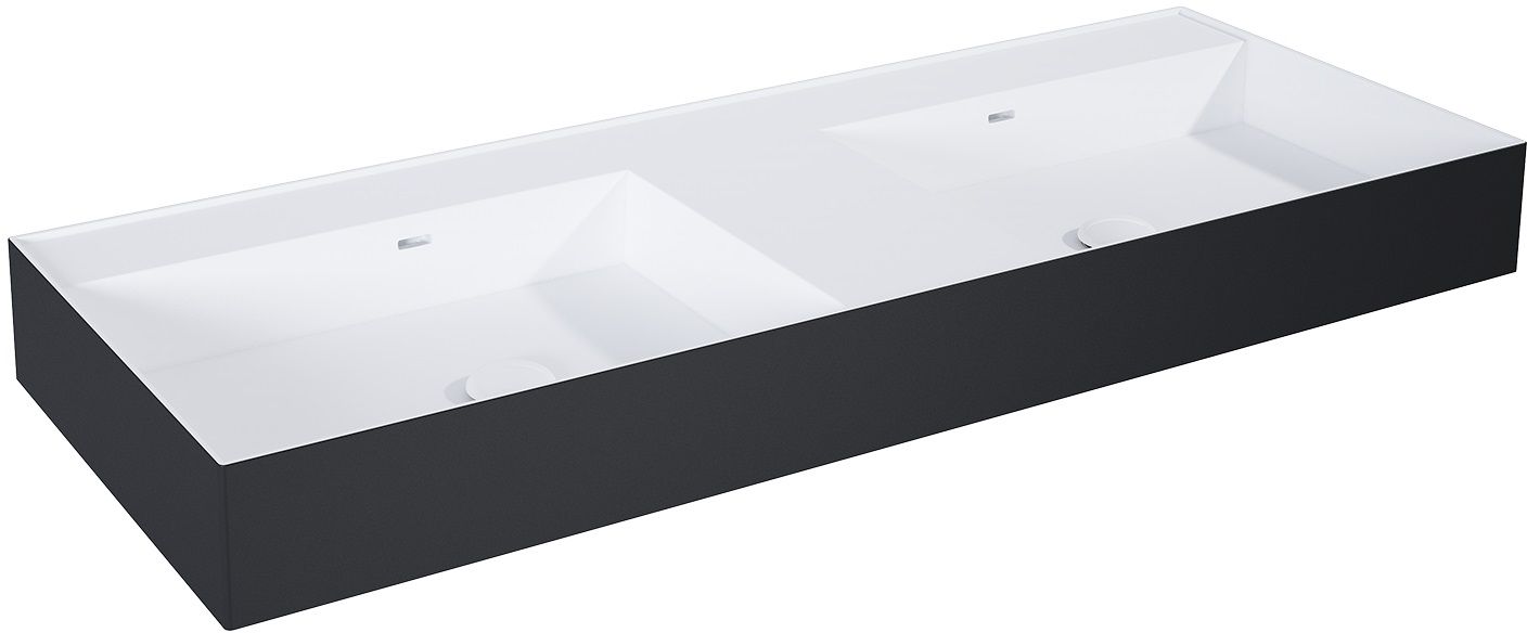 Elita Level lavabo 120.5x45.5 cm rectangular clásico-doble blanco-negro RE041461246030