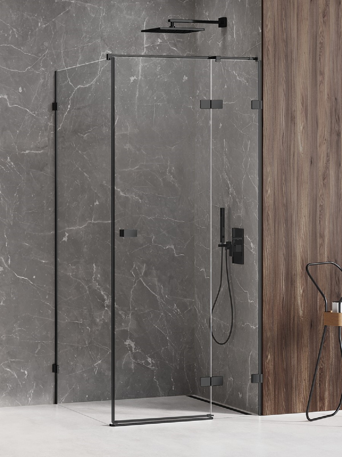 New Trendy Avexa Black cabina de ducha 90x70 cm rectangular negro mate/vidrio transparente EXK-1573