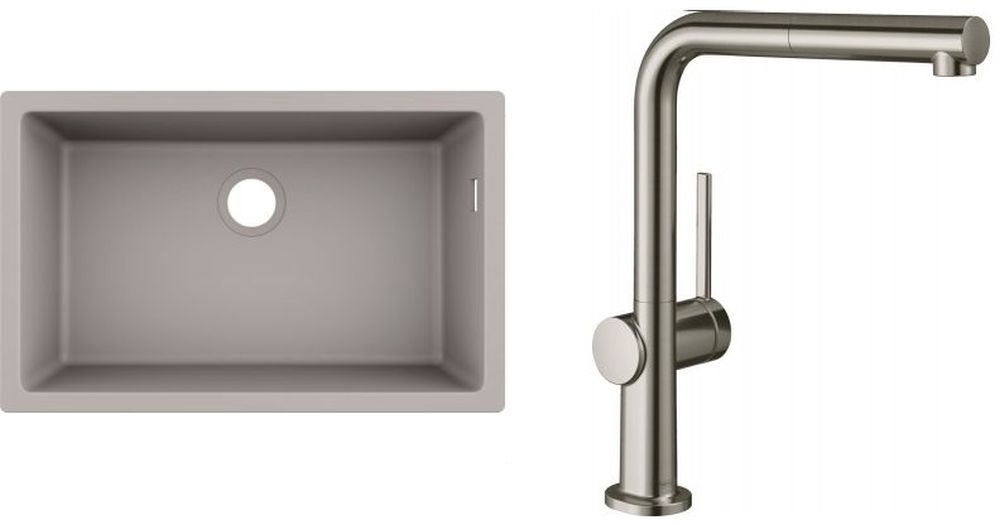 Conjunto fregadero de granito Hansgrohe S 51 43432380, grifo de cocina Hansgrohe Talis M54 72809800