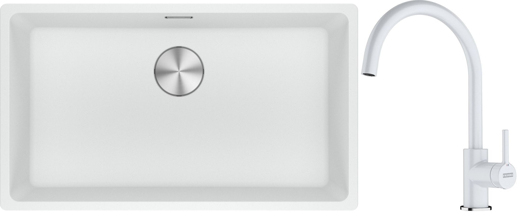 Conjunto fregadero de granito Franke Maris 125.0686.711, grifo de cocina Franke Lina 115.0626.024