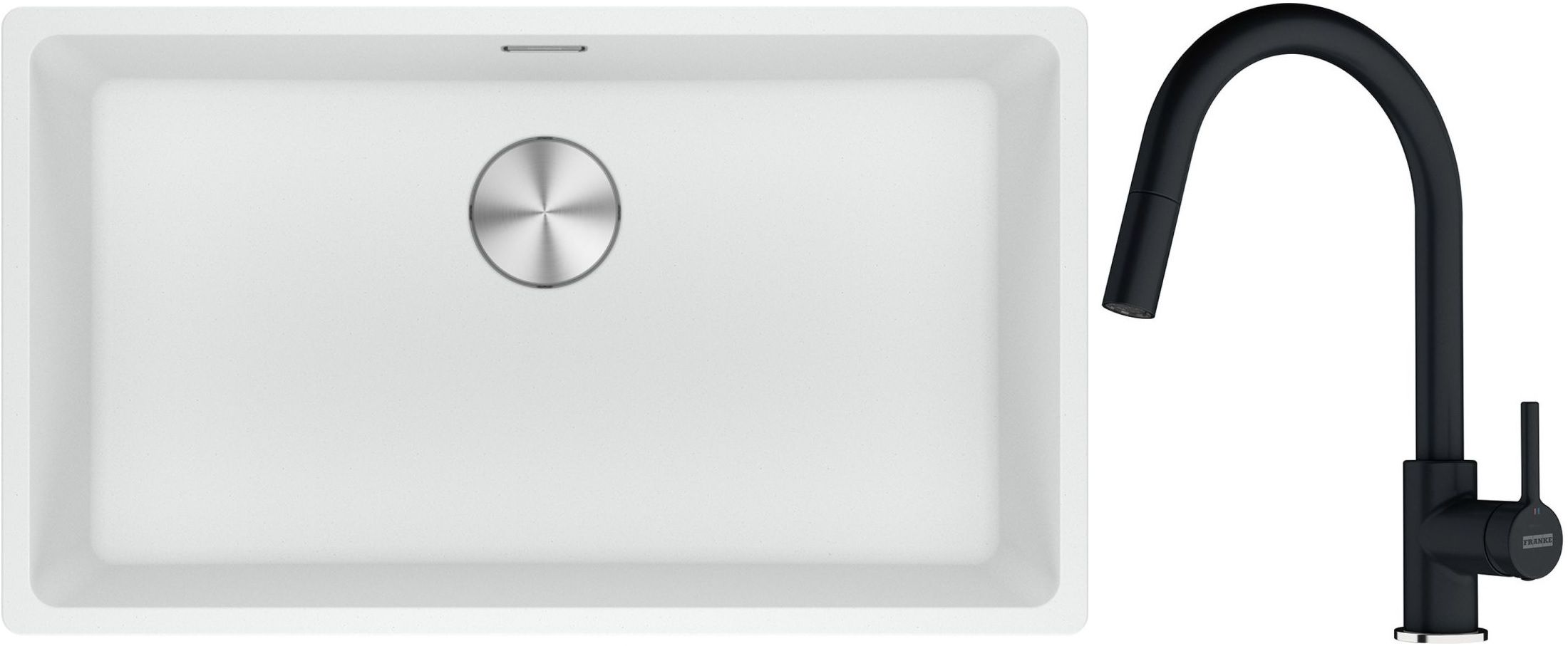 Conjunto fregadero de granito Franke Maris 125.0686.711, grifo de cocina Franke Lina 115.0626.055