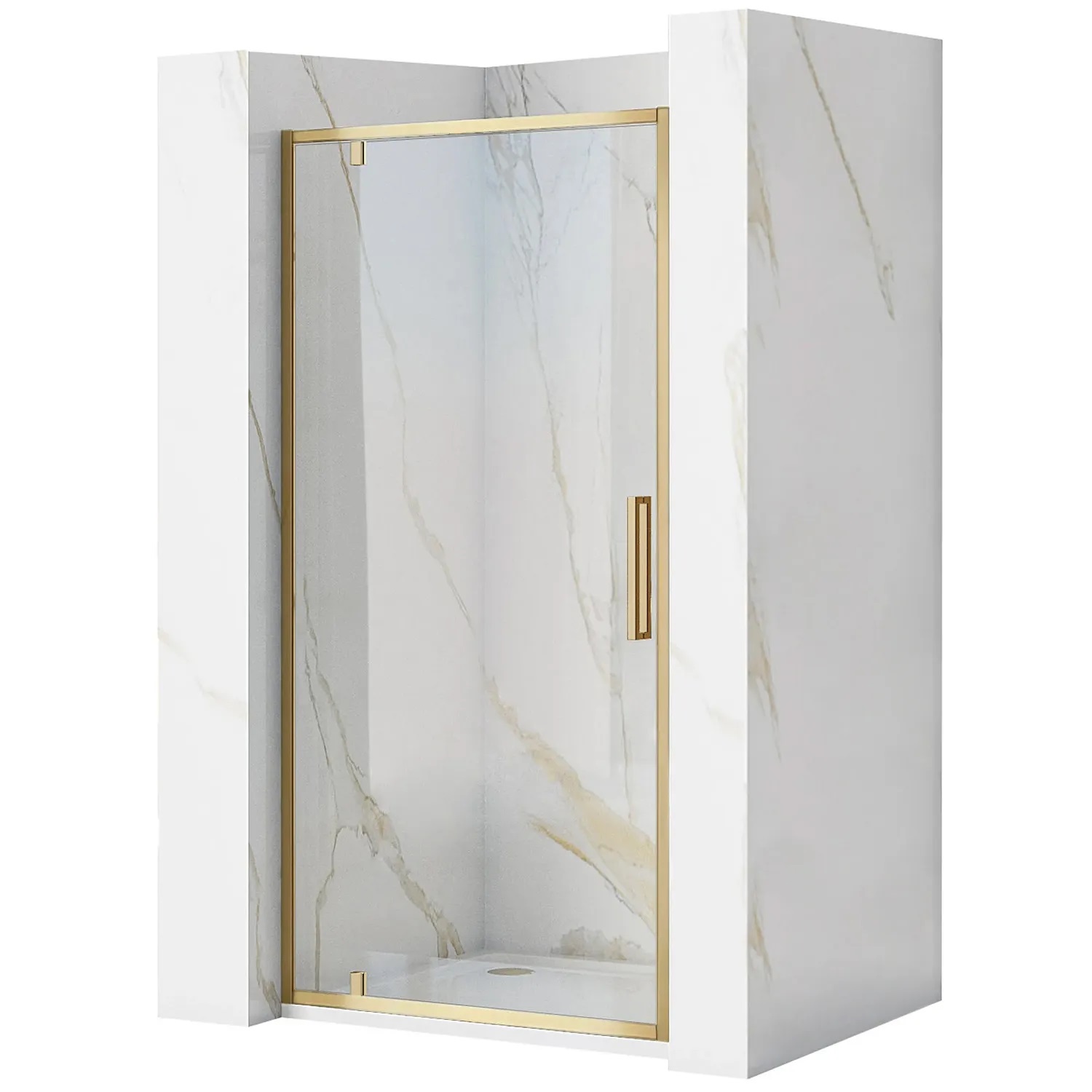 Rea Rapid Swing puerta de ducha 90 cm oscilante oro cepillado/vidrio transparente REA-K2502