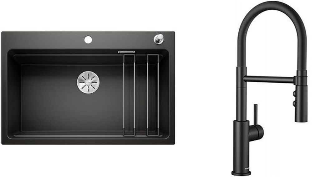 Conjunto fregadero de granito Blanco Etagon 8 525892, grifo de cocina Blanco Catris-S 525793