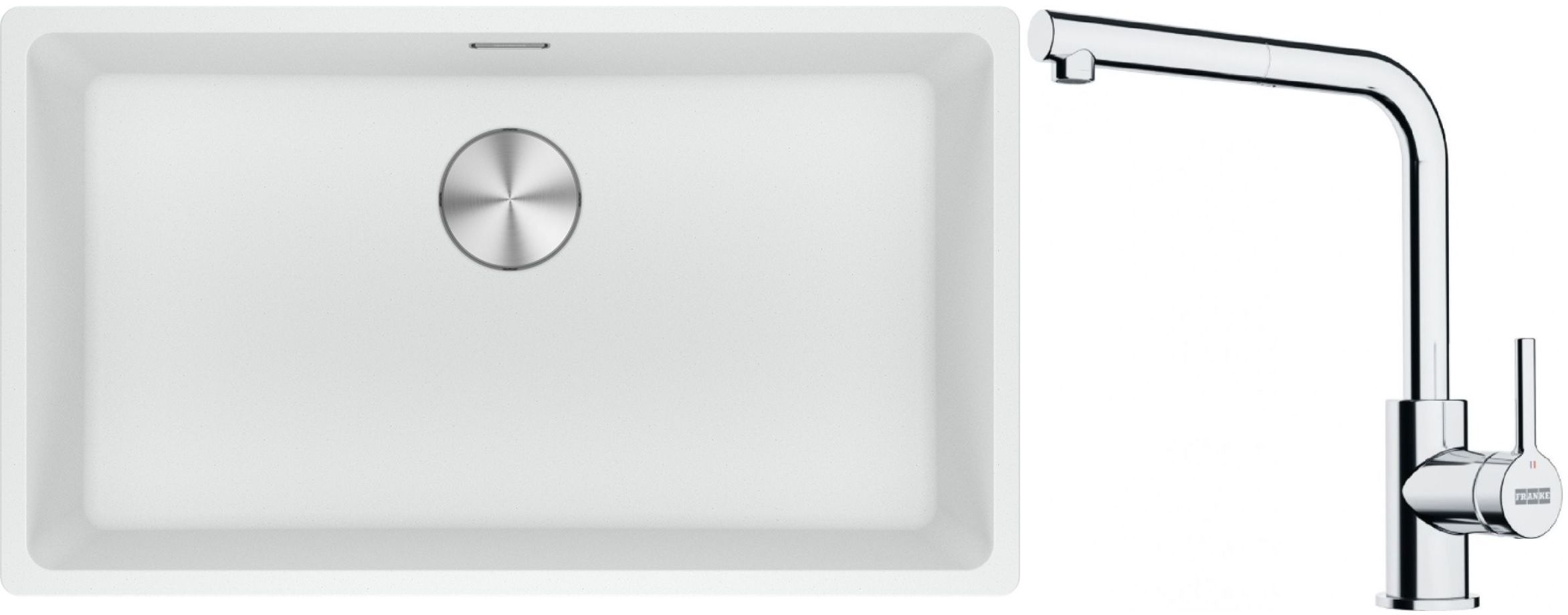 Conjunto fregadero de granito Franke Maris 125.0686.711, grifo de cocina Franke Lina 115.0712.420