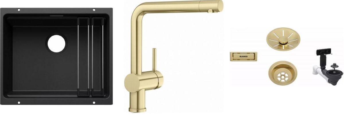 Conjunto fregadero de granito Blanco Etagon 500-U 527754, grifo de cocina Blanco Linus 526683, 207423